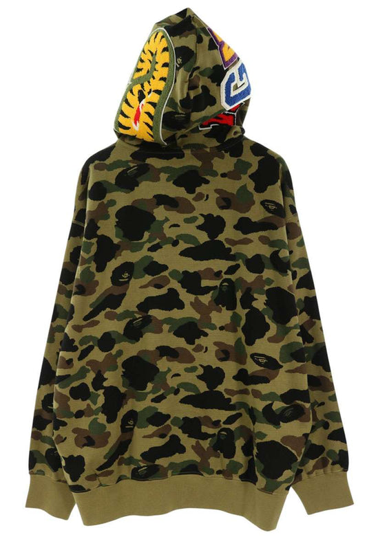 A BATHING APE Camo Full Zip Hoodie Olive Black Size L