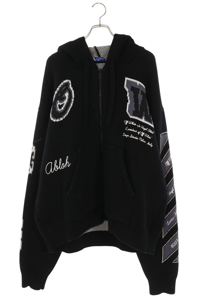OFF-WHITE Moon Verse Knit Zip Hoodie Black Size L
