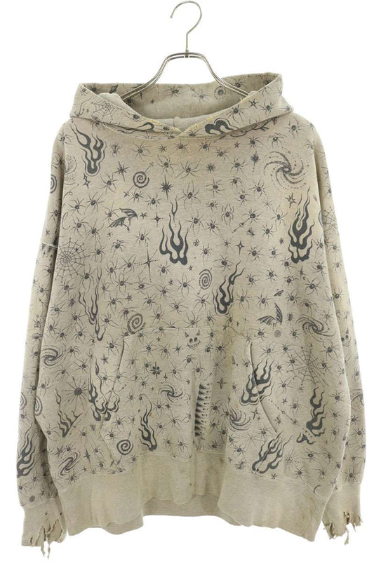 SAINT MICHAEL All-Over Print Hoodie Gray Size XL