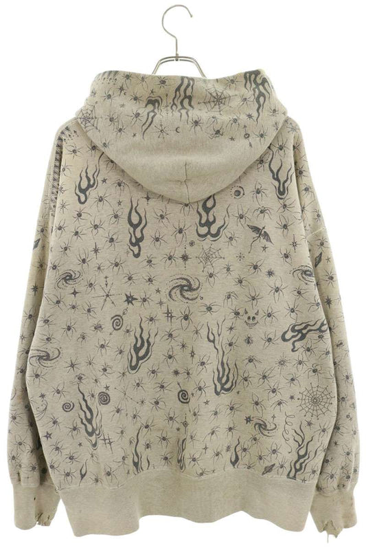 SAINT MICHAEL All-Over Print Hoodie Gray Size XL