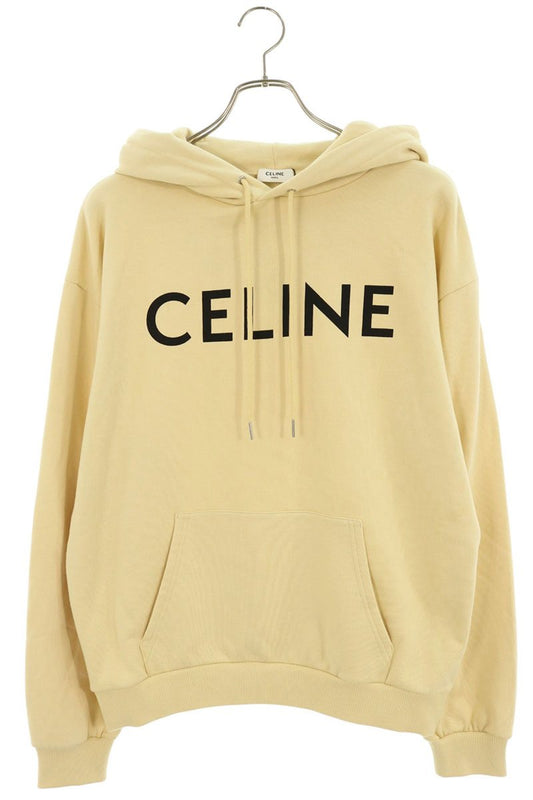 CELINE Logo Print Hoodie Beige Size M