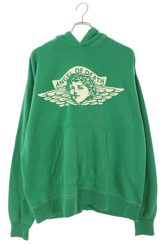 SAINT MICHAEL Angel Print Distressed Hoodie Green Size XL