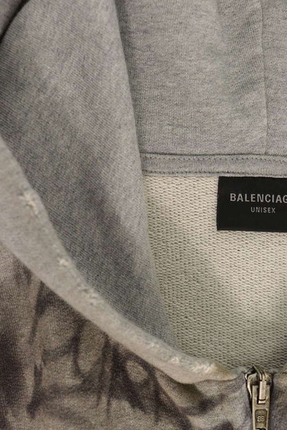 BALENCIAGA Skater Graphic Distressed Zip Hoodie Size S