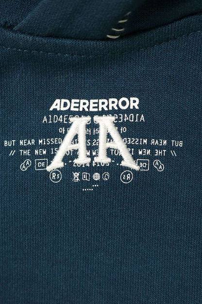 ADERERROR 01SS Stitch Center Logo Hoodie Blue Size XL