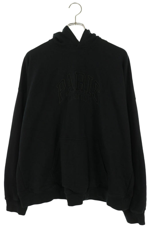 BALENCIAGA Paris Embroidery Hoodie Black Size 1
