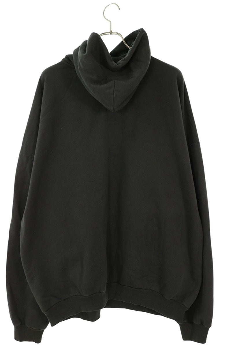 BALENCIAGA Vintage Wash Front Logo Hoodie Black Size S