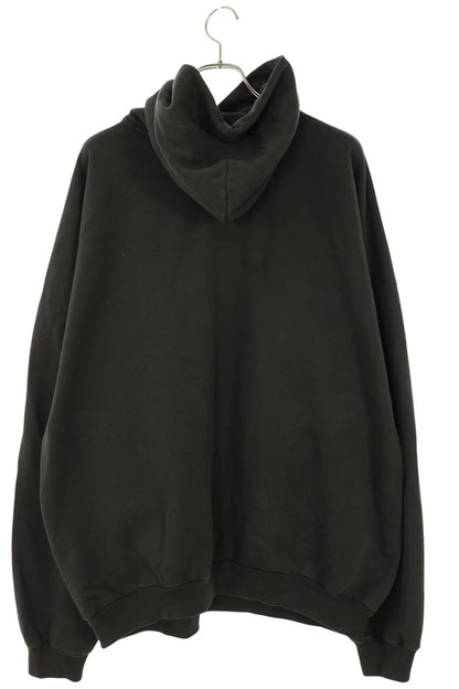 BALENCIAGA Vintage Wash Front Logo Hoodie Black Size S