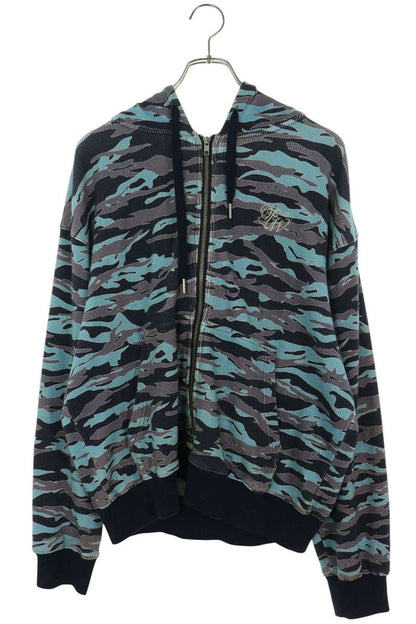 BEAMS x WOKE EDGE Lizard Camo Thermal Hoodie Blue Size M