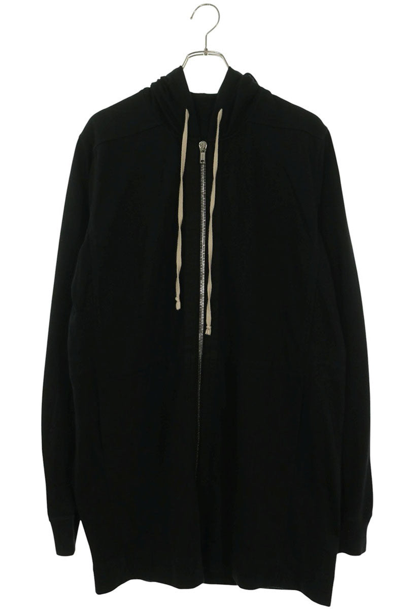 Rick Owens Cotton Drawstring Zip Hoodie Black Size L