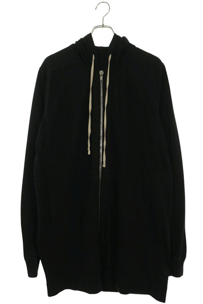 Rick Owens Cotton Drawstring Zip Hoodie Black Size L