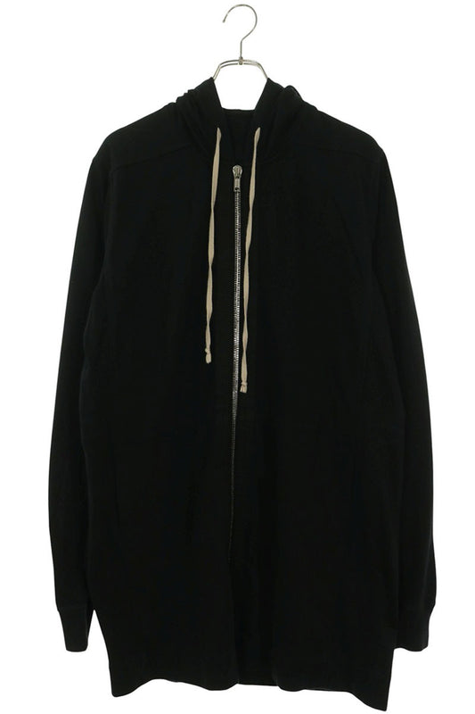 Rick Owens Cotton Drawstring Zip Hoodie Black Size L