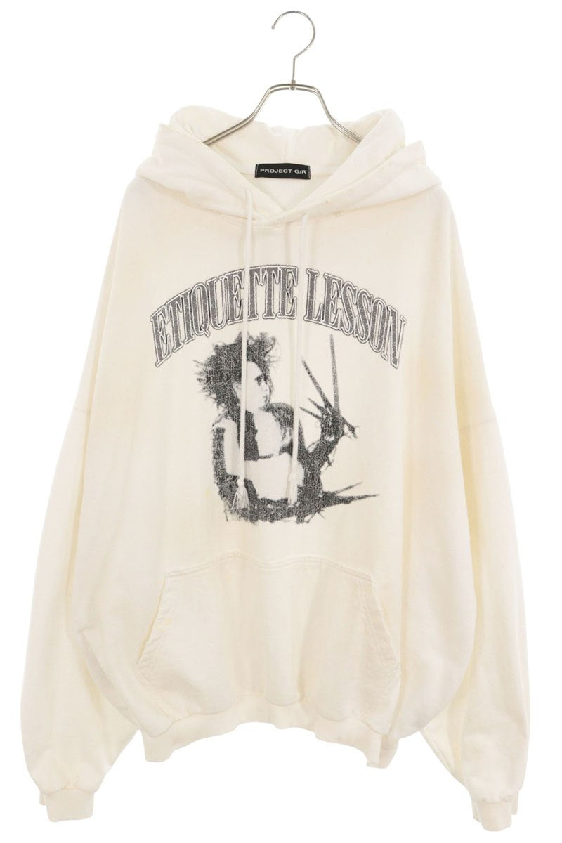 PROJECT GR Graphic Print Cotton Blend Hoodie White Size 2