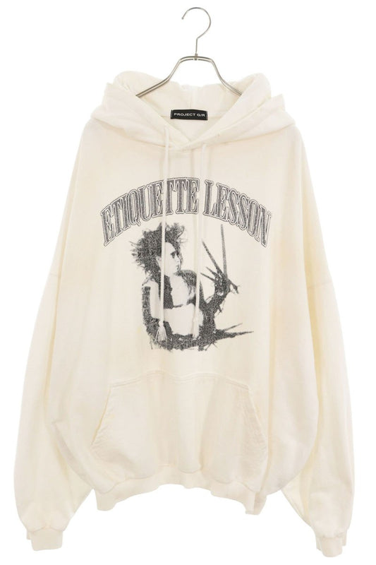 PROJECT GR Graphic Print Cotton Blend Hoodie White Size 2