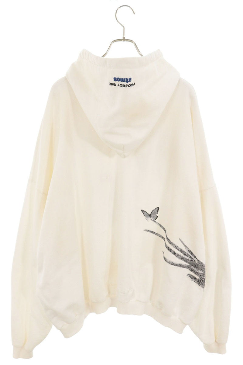PROJECT GR Graphic Print Cotton Blend Hoodie White Size 2