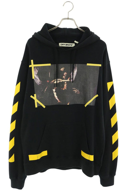 OFF-WHITE Caravaggio Cotton Hoodie Black/Yellow Size L