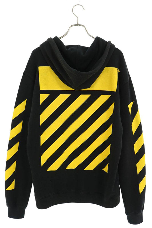 OFF-WHITE Caravaggio Cotton Hoodie Black/Yellow Size L