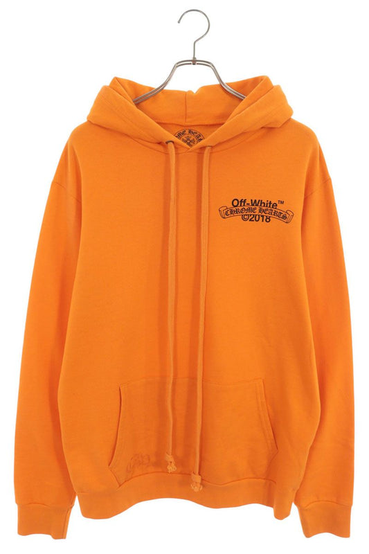 Chrome Hearts HD PLVR V OFF WHITE Back Print Orange L Hoodie Size L