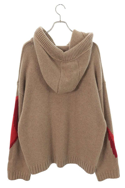 J.W.Anderson Chunky Knit Hoodie Beige/Red Wool Size XL