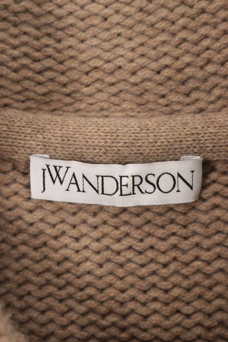 J.W.Anderson Chunky Knit Hoodie Beige/Red Wool Size XL