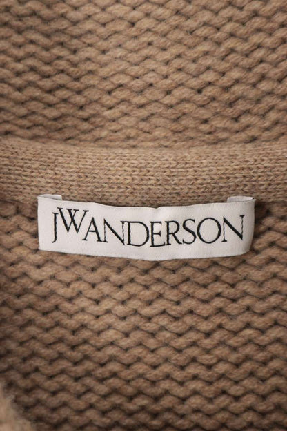 J.W.Anderson Chunky Knit Hoodie Beige/Red Wool Size XL