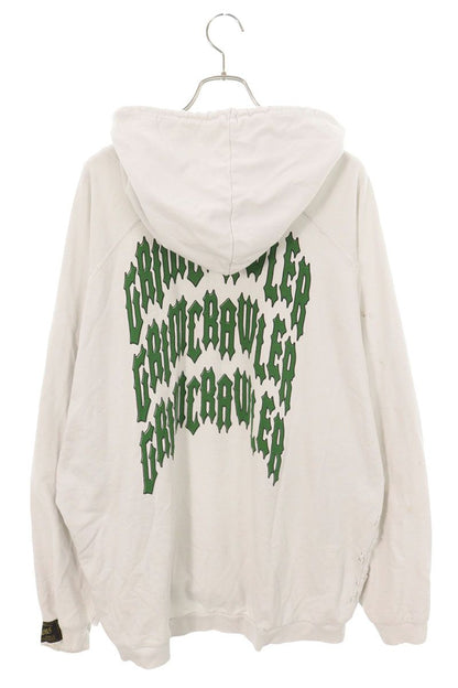 RAF SIMONS Grim Crawler Distressed Hoodie White Size S