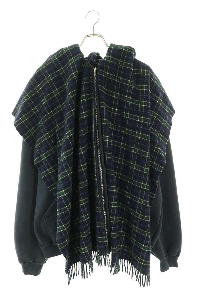 BALENCIAGA Muffler Docking Zip-Up Hoodie Black/Navy Size 3