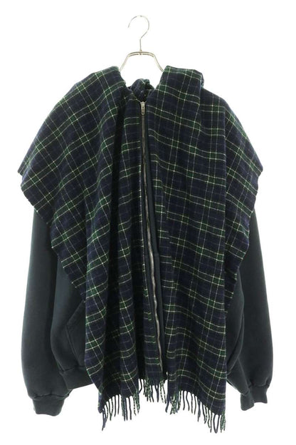 BALENCIAGA Muffler Docking Zip-Up Hoodie Black/Navy Size 3