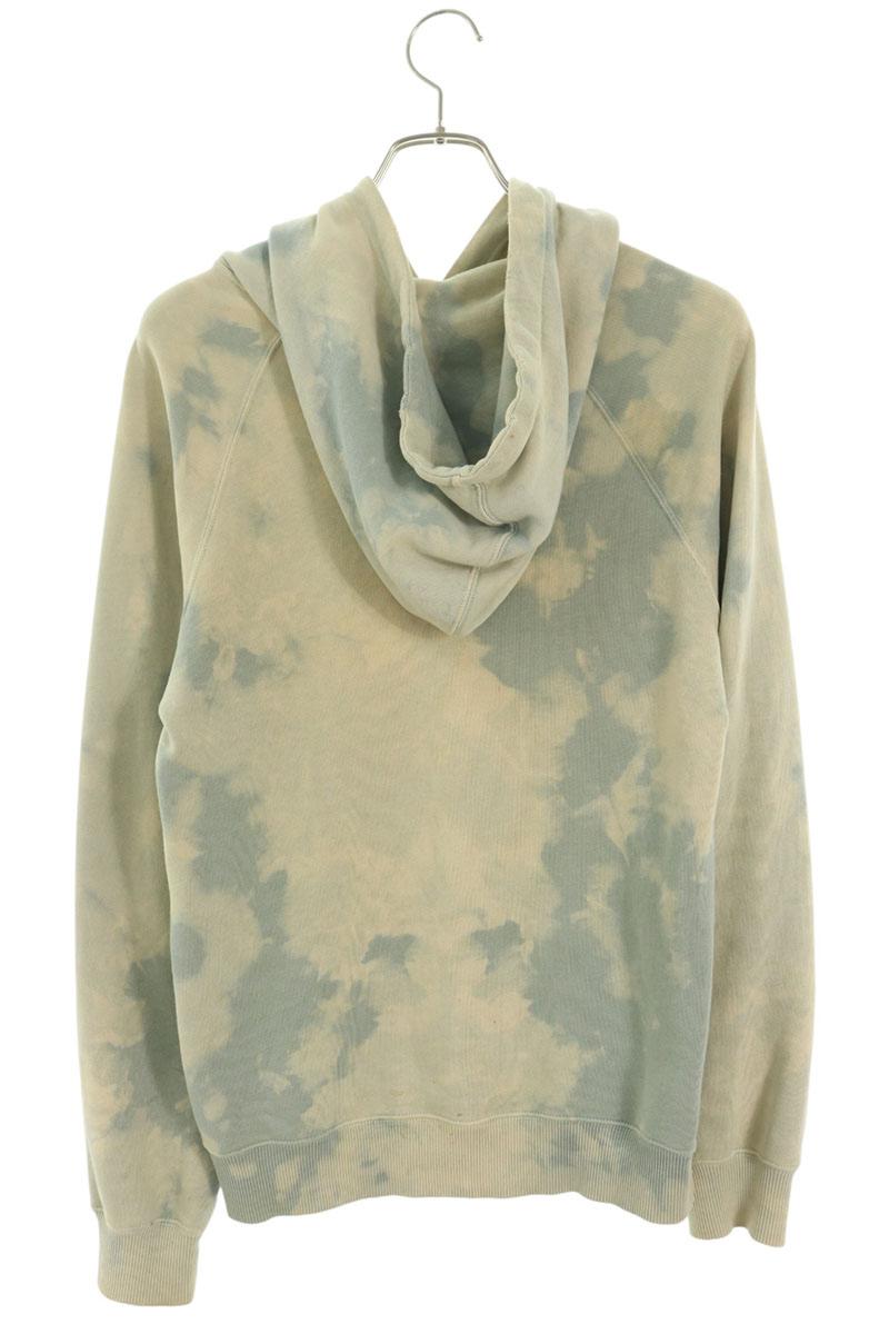 SAINT LAURENT PARIS Small Logo Tie-Dye Hoodie Gray Size S