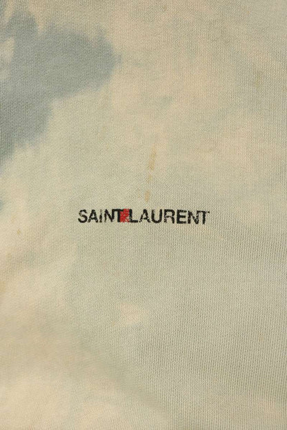 SAINT LAURENT PARIS Small Logo Tie-Dye Hoodie Gray Size S
