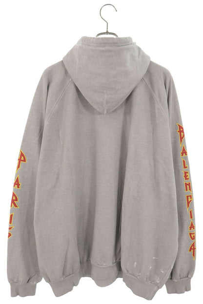 BALENCIAGA Metal Logo Print Hoodie Gray Size 4
