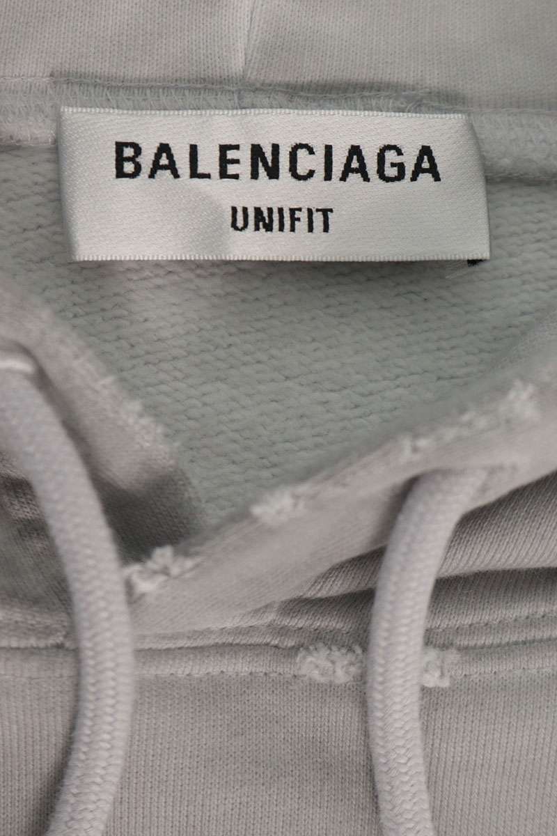 BALENCIAGA Metal Logo Print Hoodie Gray Size 4