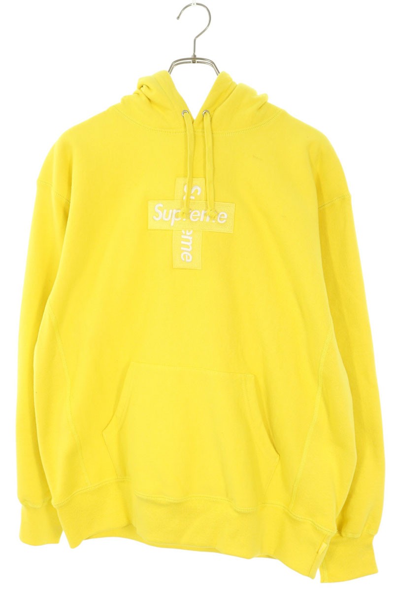 SUPREME Cross Box Logo Hoodie Yellow/White Size M