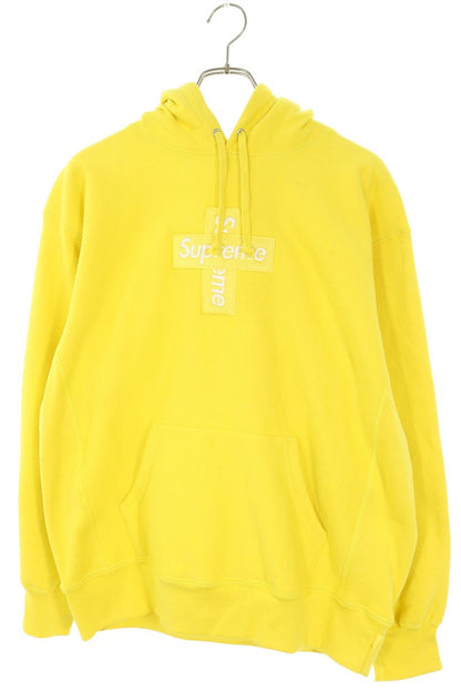 SUPREME Cross Box Logo Hoodie Yellow/White Size M