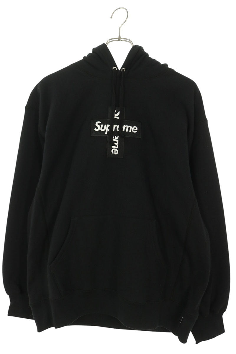 SUPREME Cross Box Logo Hoodie Black/White Size L