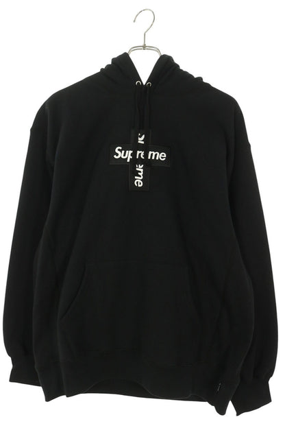 SUPREME Cross Box Logo Hoodie Black/White Size L