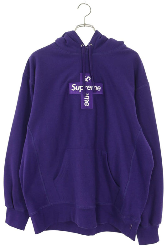 SUPREME Cross Box Logo Hoodie Purple/White Size L