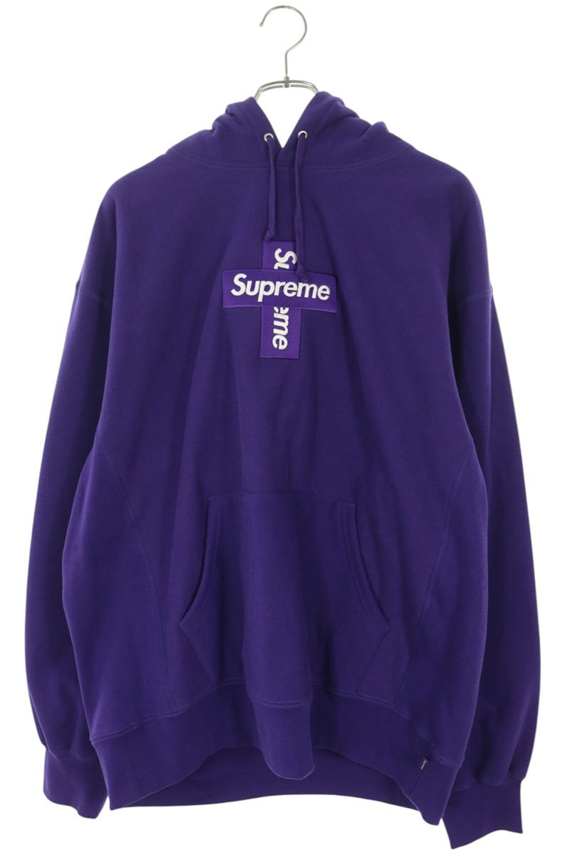 SUPREME Cross Box Logo Hoodie Purple/White Size XL