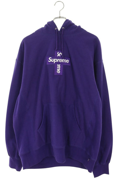 SUPREME Cross Box Logo Hoodie Purple/White Size XL