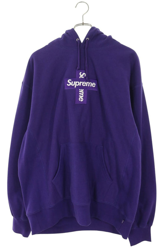 SUPREME Cross Box Logo Hoodie Purple/White Size XL