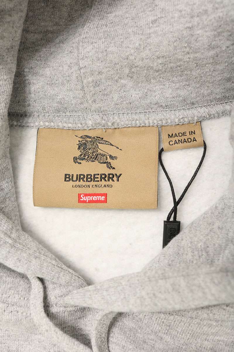 SUPREME x Burberry Box Logo Hoodie Gray Size XL