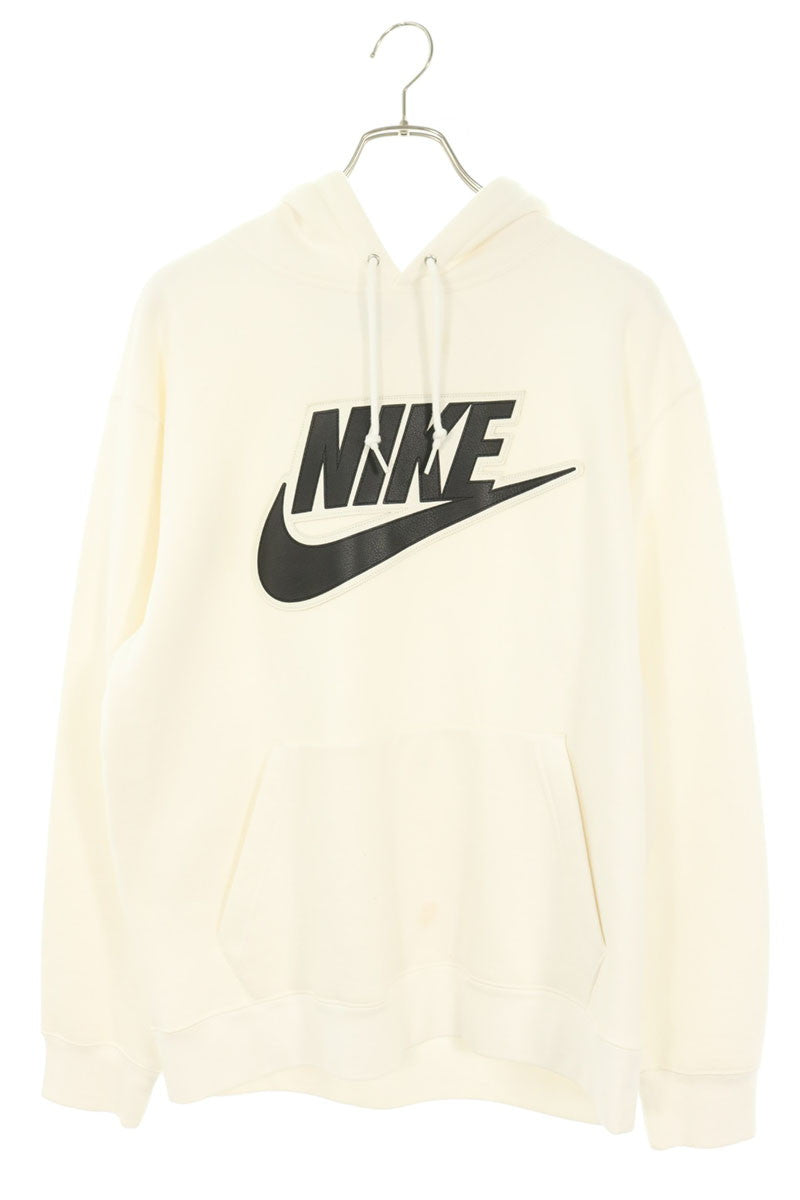 SUPREME x Nike Leather Patch Hoodie White Size M