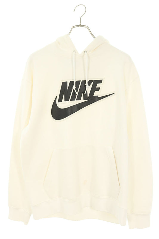 SUPREME x Nike Leather Patch Hoodie White Size M