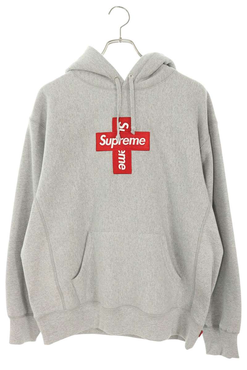 SUPREME Cross Box Logo Hoodie Gray Size M
