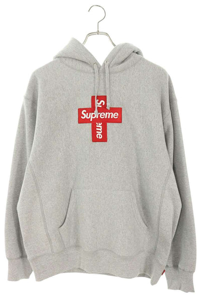 SUPREME Cross Box Logo Hoodie Gray Size M