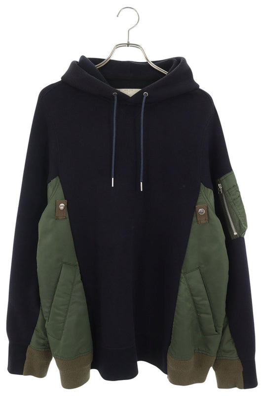 Sacai Sponge Sweat MA-1 Hybrid Hoodie Navy/Khaki Size 4