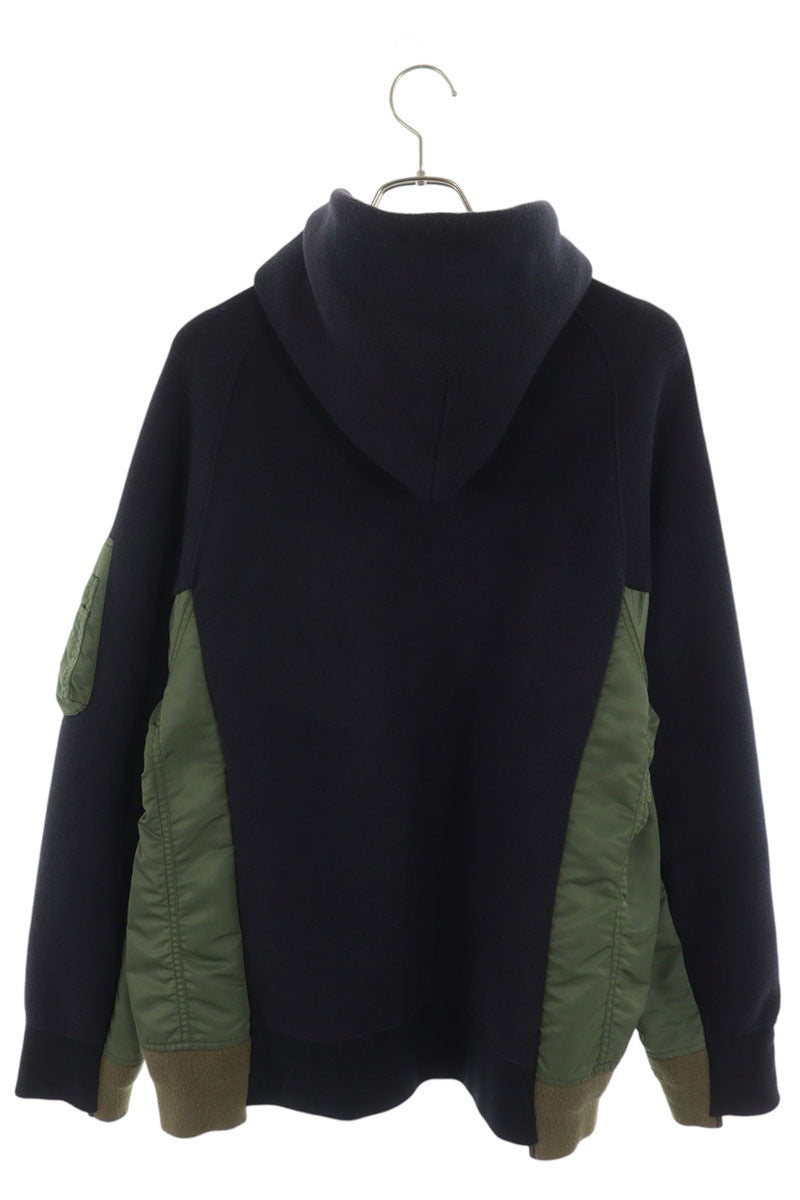 Sacai Sponge Sweat MA-1 Hybrid Hoodie Navy/Khaki Size 4