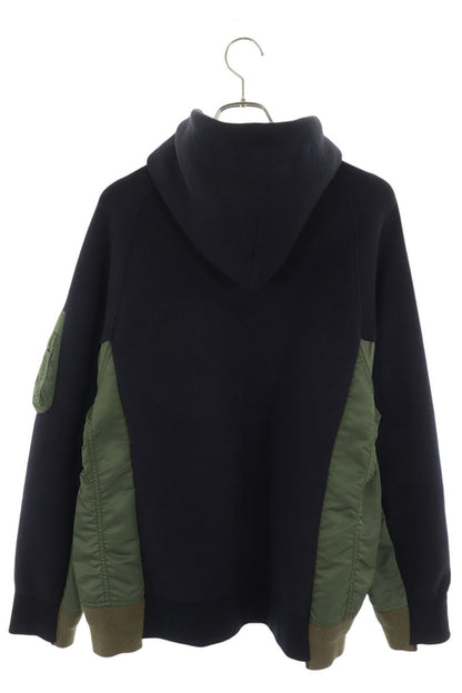 Sacai Sponge Sweat MA-1 Hybrid Hoodie Navy/Khaki Size 4
