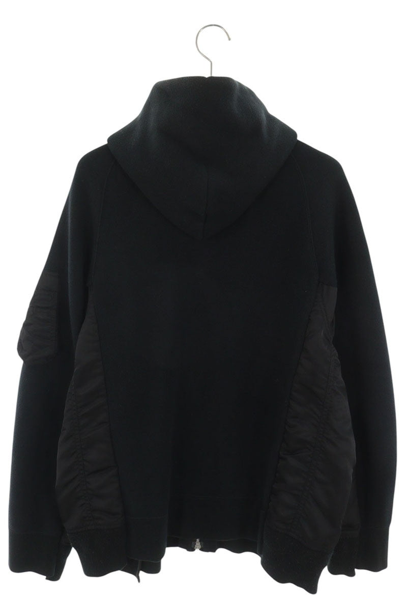 Sacai Sponge Sweat MA-1 Hybrid Zip Hoodie Black Size 4