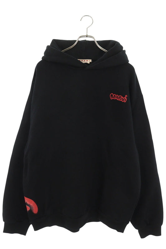 MARNI 25AW Logo Print Pullover Black/Red Cotton Size 46