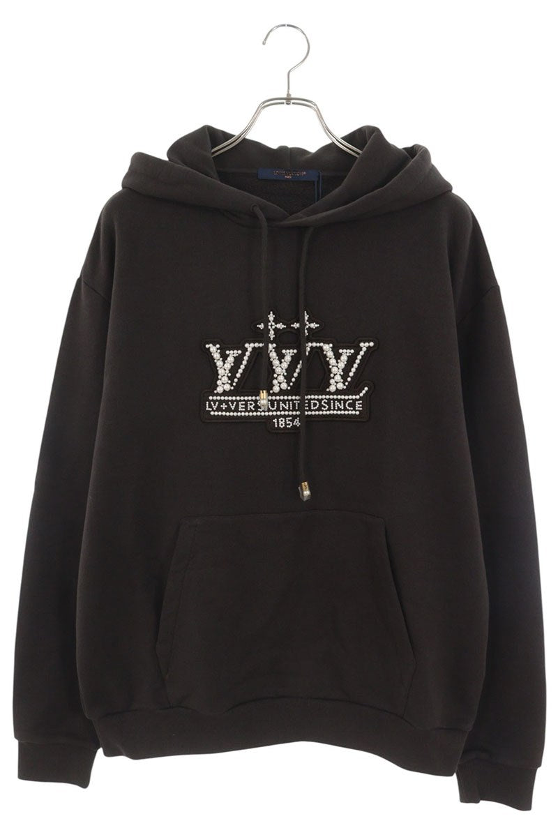 LOUISVUITTON 25SS Pearl Embellished Hoodie Brown Size M